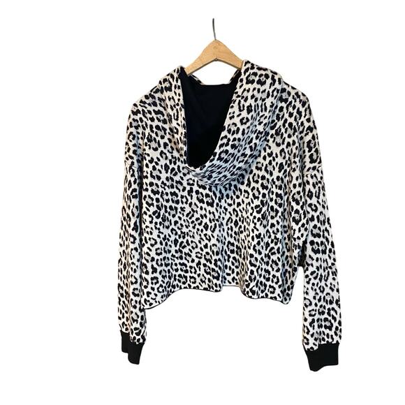Alice + Olivia Oscar Leopard Print Hoodie Face Graphic Sweater Wool Blend Large - Picture 2 of 9